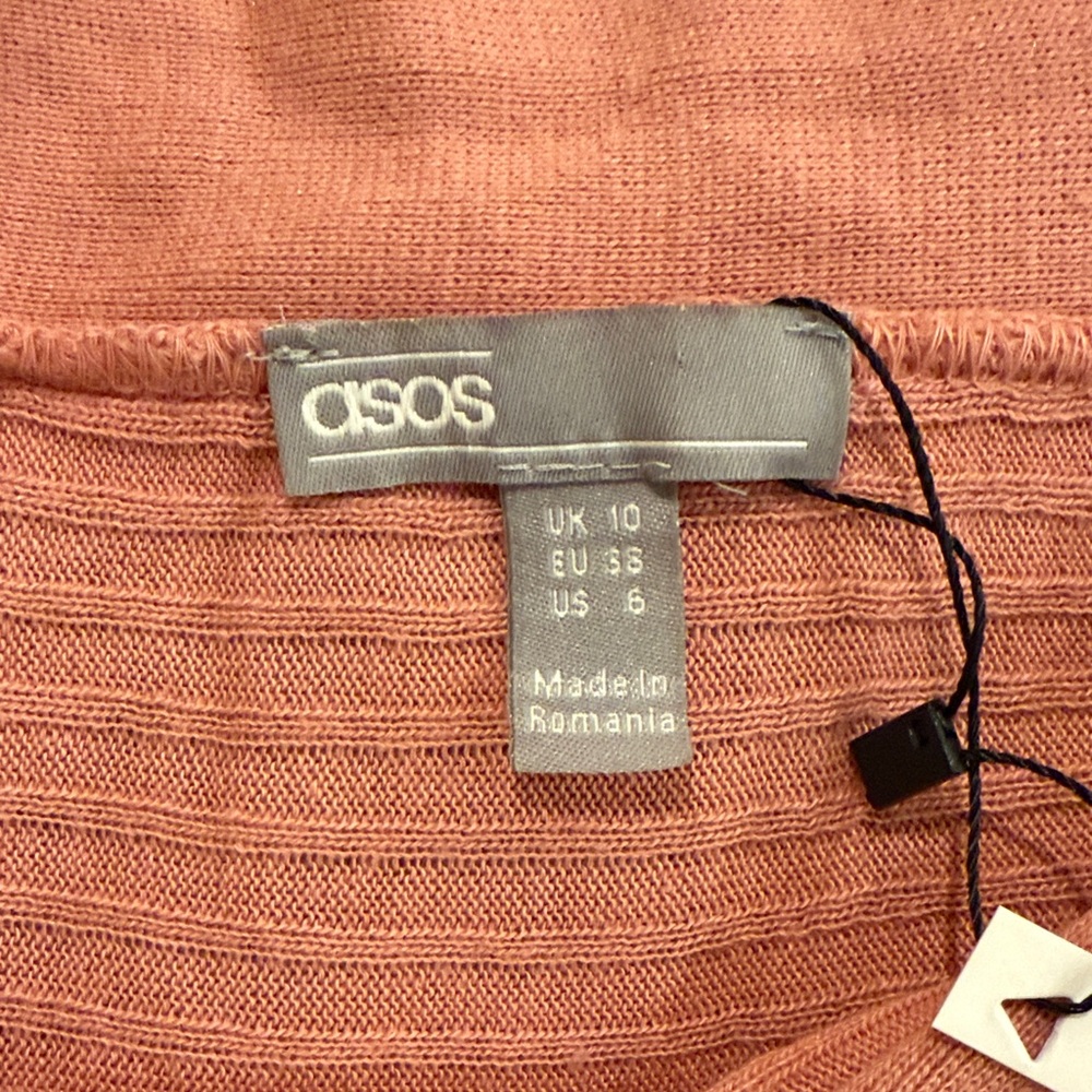 ASOS Ribbed Coral Top Size 6 - Picture 2 of 3